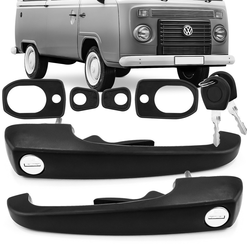 Maçaneta de Porta Dianteira Kombi 1975 A 2013 Clipper 1977 A 2013 Preto Com Chave