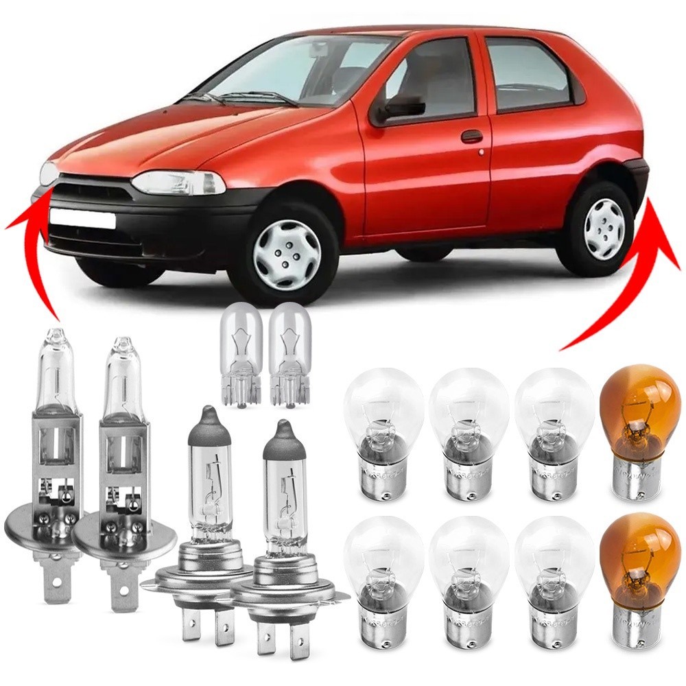 Kit Lampada Para Farol e Lanterna Traseira Palio 1996 1997 1998 1999 2000 Comum Halogena Jogo