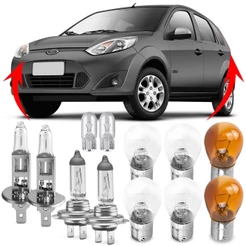 Kit Lampada Para Farol e Lanterna Traseira Fiesta Hatch 2008 09 10 11 12 13 2014 Comum Halogena Jogo
