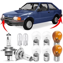 Kit Lampada Para Farol e Lanterna Traseira Escort 1987 1988 1989 1990 1991 1992 Comum Halogena Jogo