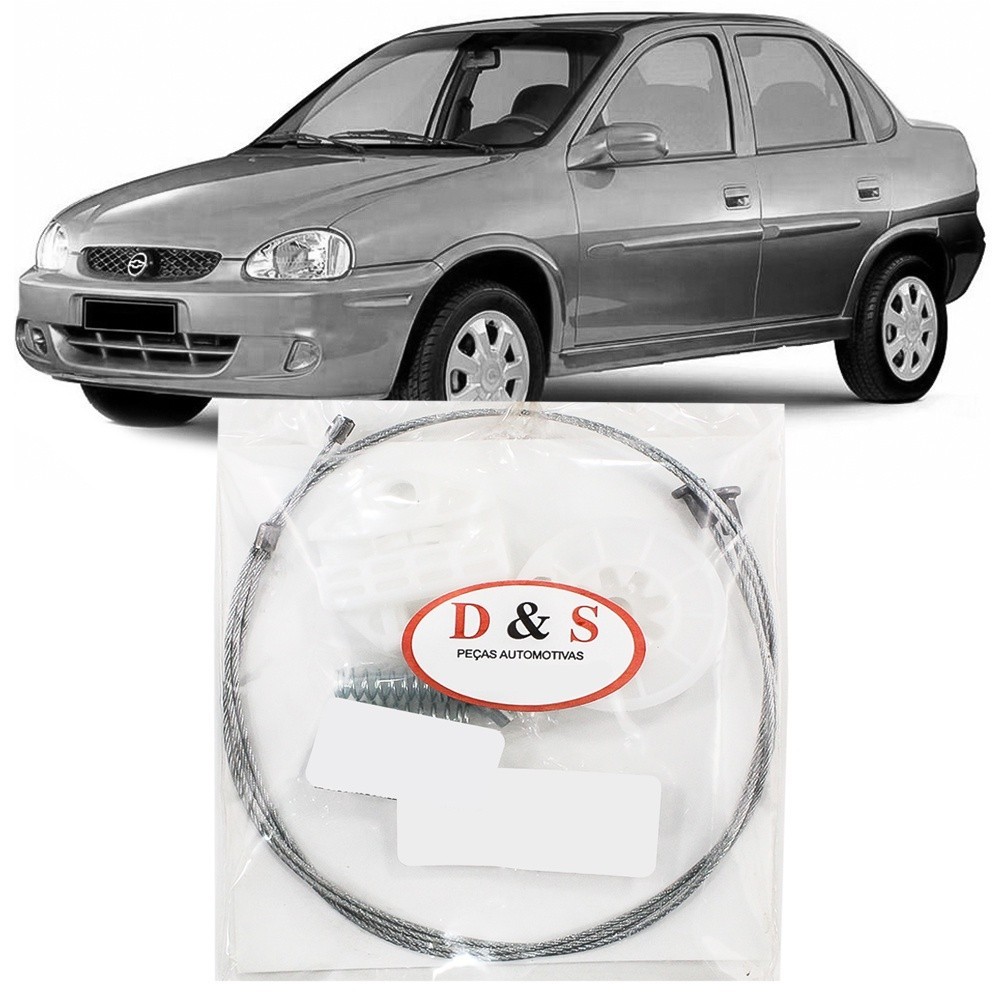 Kit Reparo Maquina Vidro Eletrico Corsa 1997 98 99 00 01 02 03 04 05 2006 Cabo Traseira Roldana 8 Estrias Com Arraste