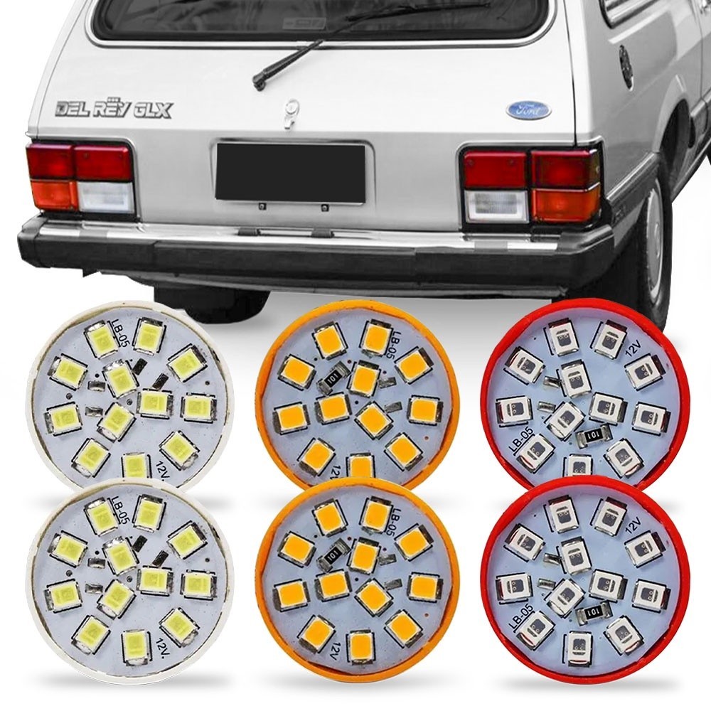 Kit 6 Lampada Led Para Lanterna Traseira Belina Scala 1983 1984 1985 1986 1987 1988 1989 1990 1991