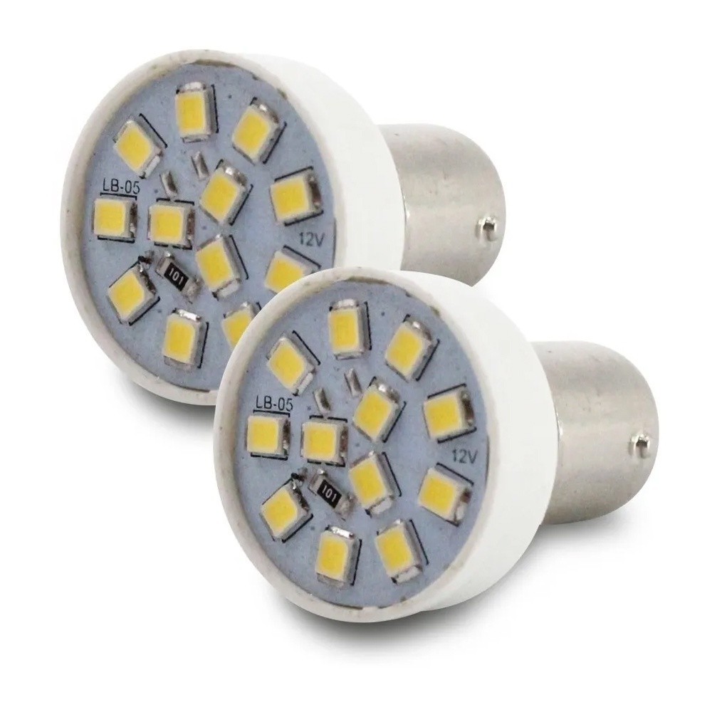 Par Lampada Tuning Super Branca 12 Leds Lanterna Traseira Re