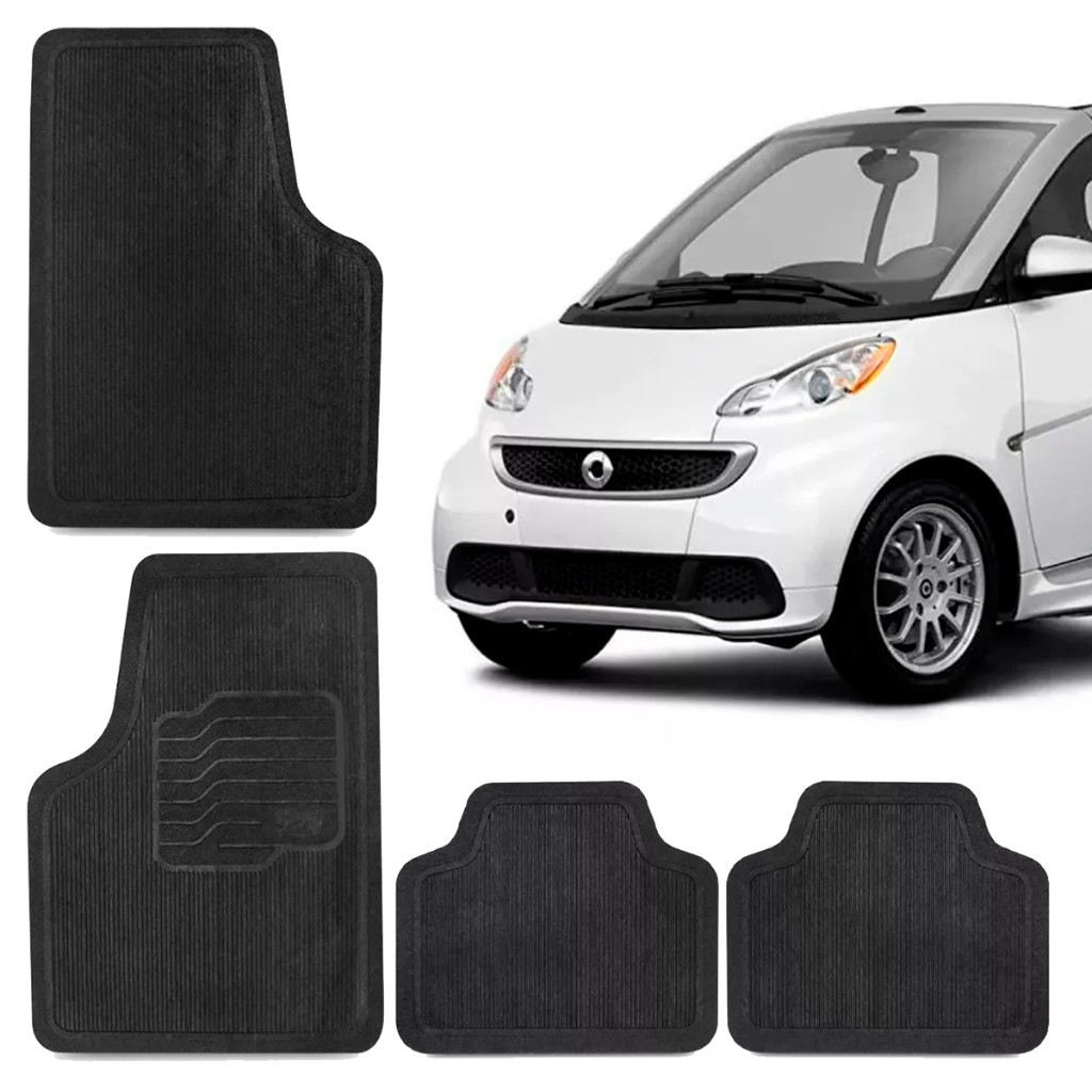 Jogo Tapete Borracha Fortwo 07 08 A 14 Smart Preto 4 Peças
