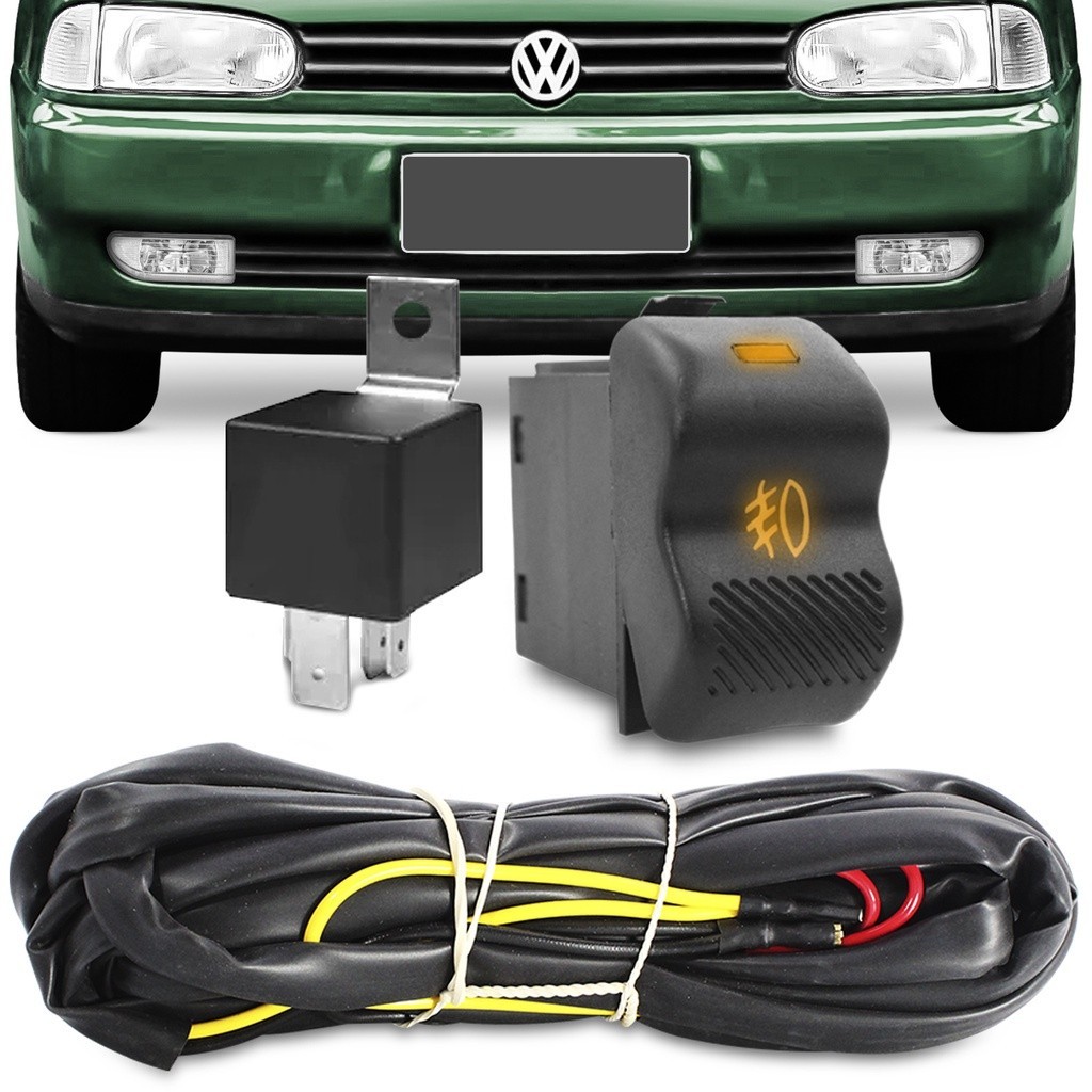 Kit Interruptor Neblina Gol Bola G2 1995 96 97 98 99 Led Ambar + Chicote Universal