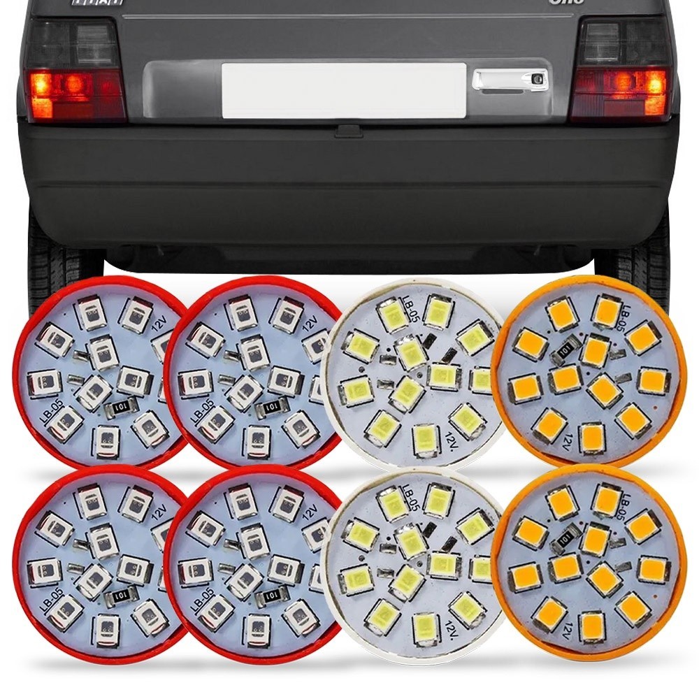 Jogo 8 Lampadas Led Para Lanterna Traseira Uno 1984 85 86 87 88 89 90 91 92 93 94 95 96 97 98 99 00 01 02 2003