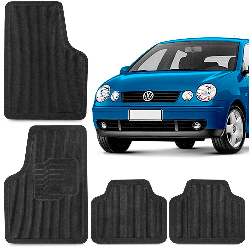 Jogo Tapete Borracha Polo 02 03 04 05 06 07 Vw Preto 4 Peças