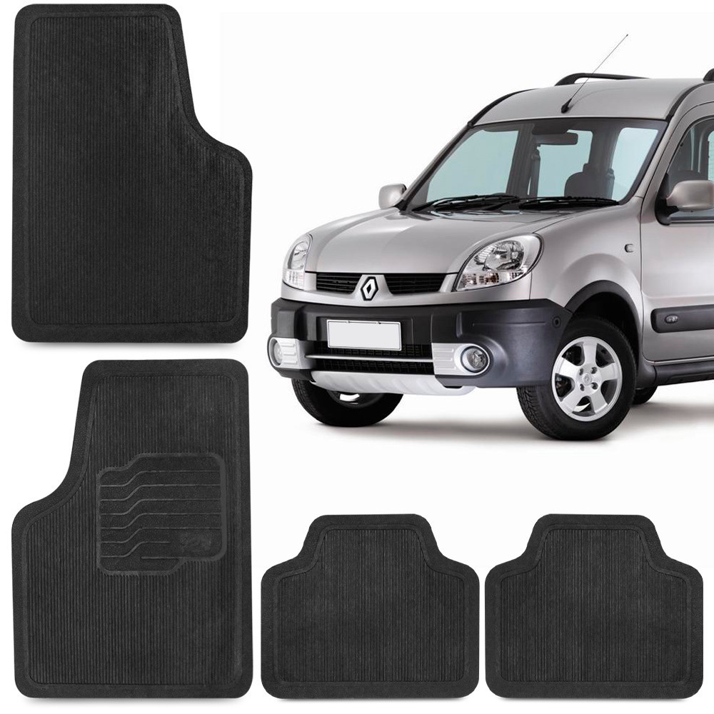 Jogo Tapete Borracha Kangoo 97 98 99 00 A 07 Preto 4 Peças