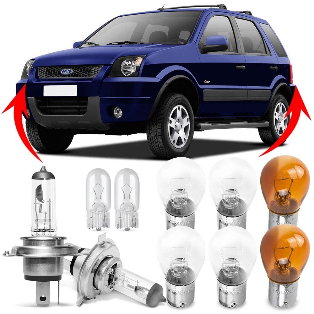 Kit Lampada Para Farol e Lanterna Traseira Ecosport 2008 2009 2010 2011 2012 Comum Halogena Jogo