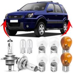 Kit Lampada Para Farol e Lanterna Traseira Ecosport 2008 2009 2010 2011 2012 Comum Halogena Jogo