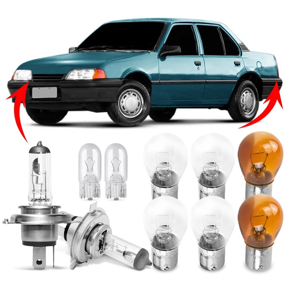 Kit Lampada Para Farol e Lanterna Traseira Monza Tubarão 1991 92 93 94 95 1996 Comum Halogena Jogo