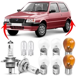 Kit Lampada Para Farol e Lanterna Traseira Uno 2004 05 06 07 08 09 10 11 12 2013 Comum Halogena Jogo