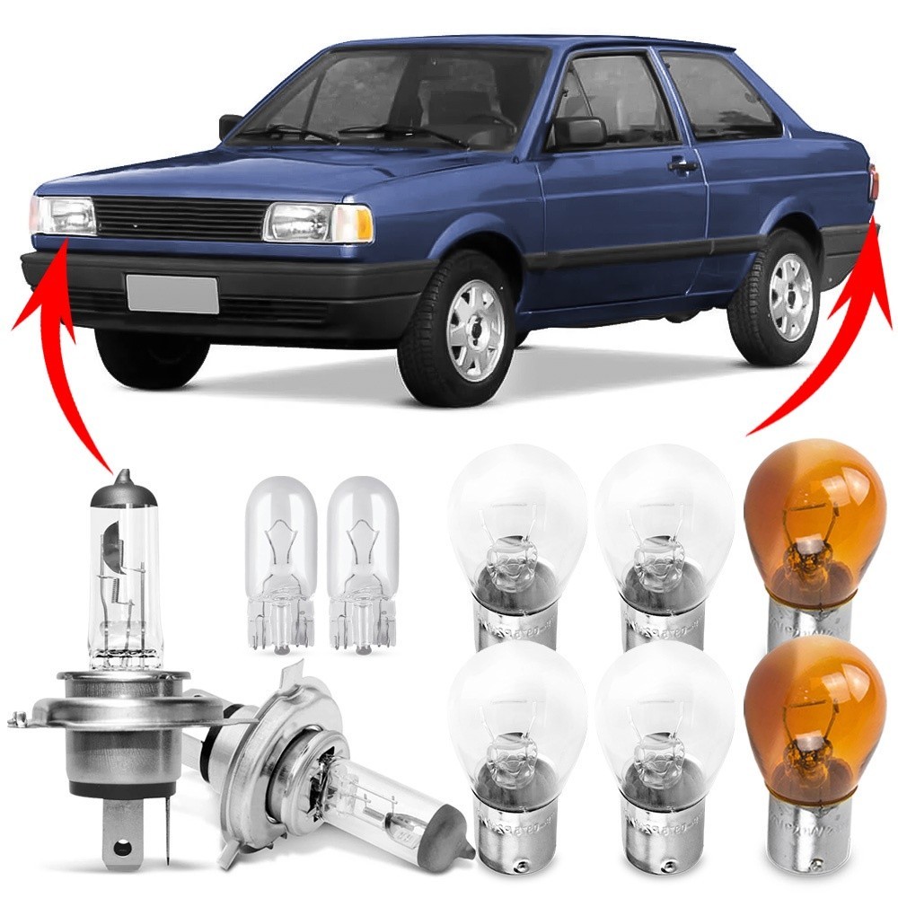 Kit Lampada Para Farol e Lanterna Traseira Voyage Quadrado G1 1991 1992 1993 1994 Comum Halogena Jogo