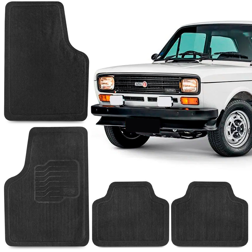 Jogo Tapete Borracha Fiat 147 1976 77 A 1986 Preto 4 Peças
