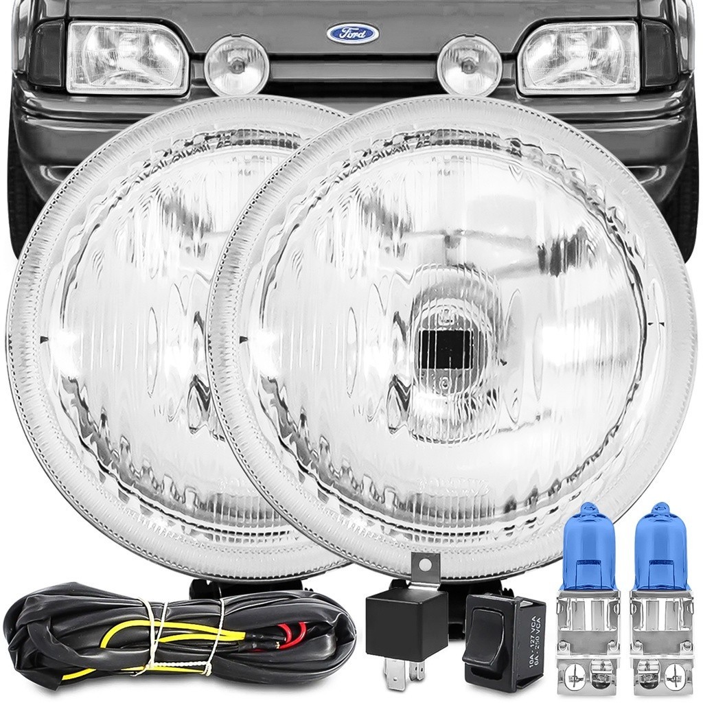 Kit Farol Milha Auxiliar Neblina Escort Xr3 Hobby 1987 88 89 90 91 92 Chicote Rele Botão Universal Lampada Super Branca