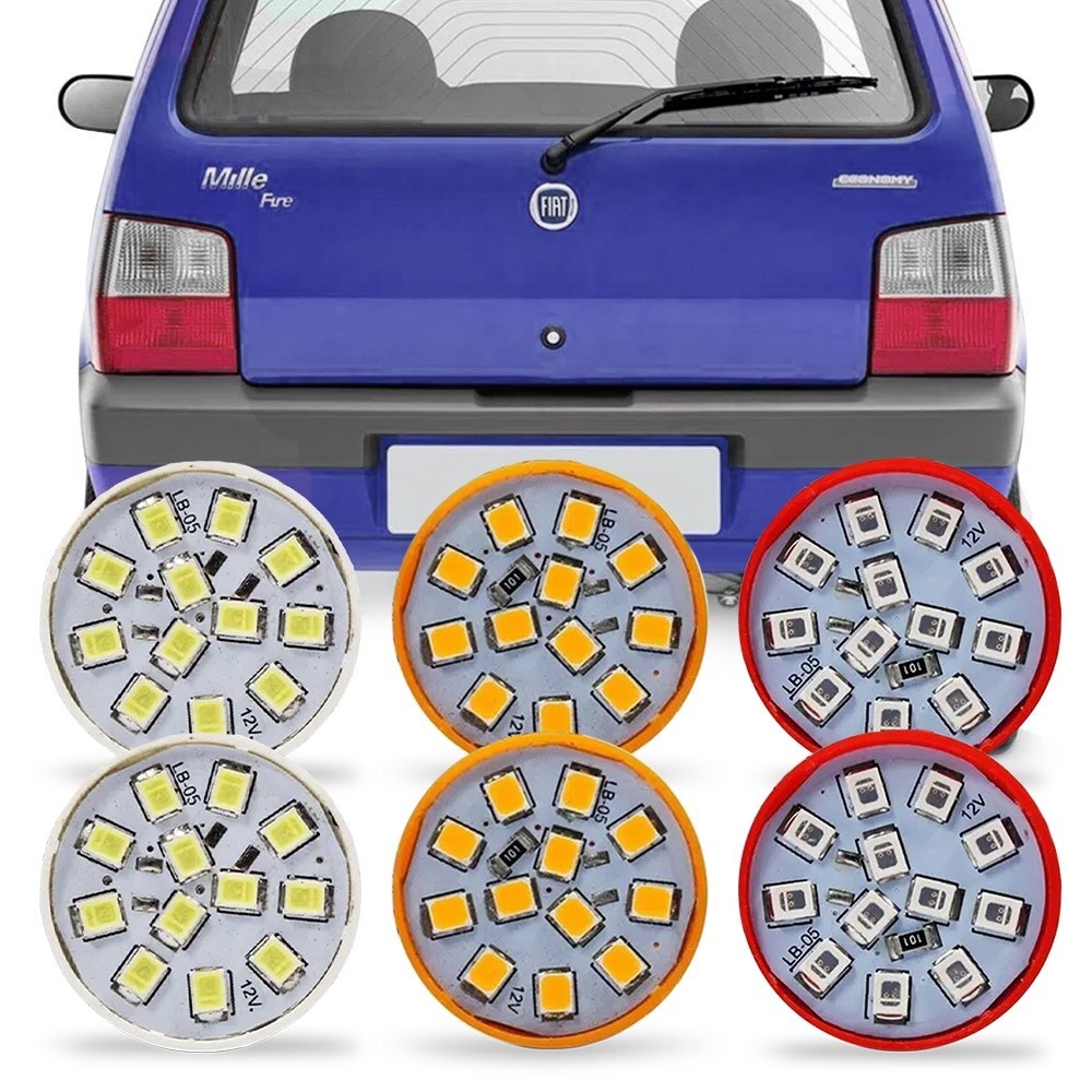 Kit 6 Lampada Led Para Lanterna Traseira Uno 2004 2005 2006 2007 2008 2009 2010 2011 2012 2013