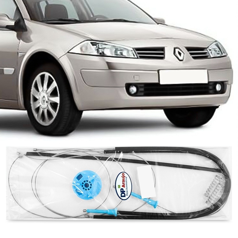 Kit Reparo Vidro Eletrico Dianteiro Renault Megane Dynamique 2007 2008 2009 2010 2011 2012 Cabo