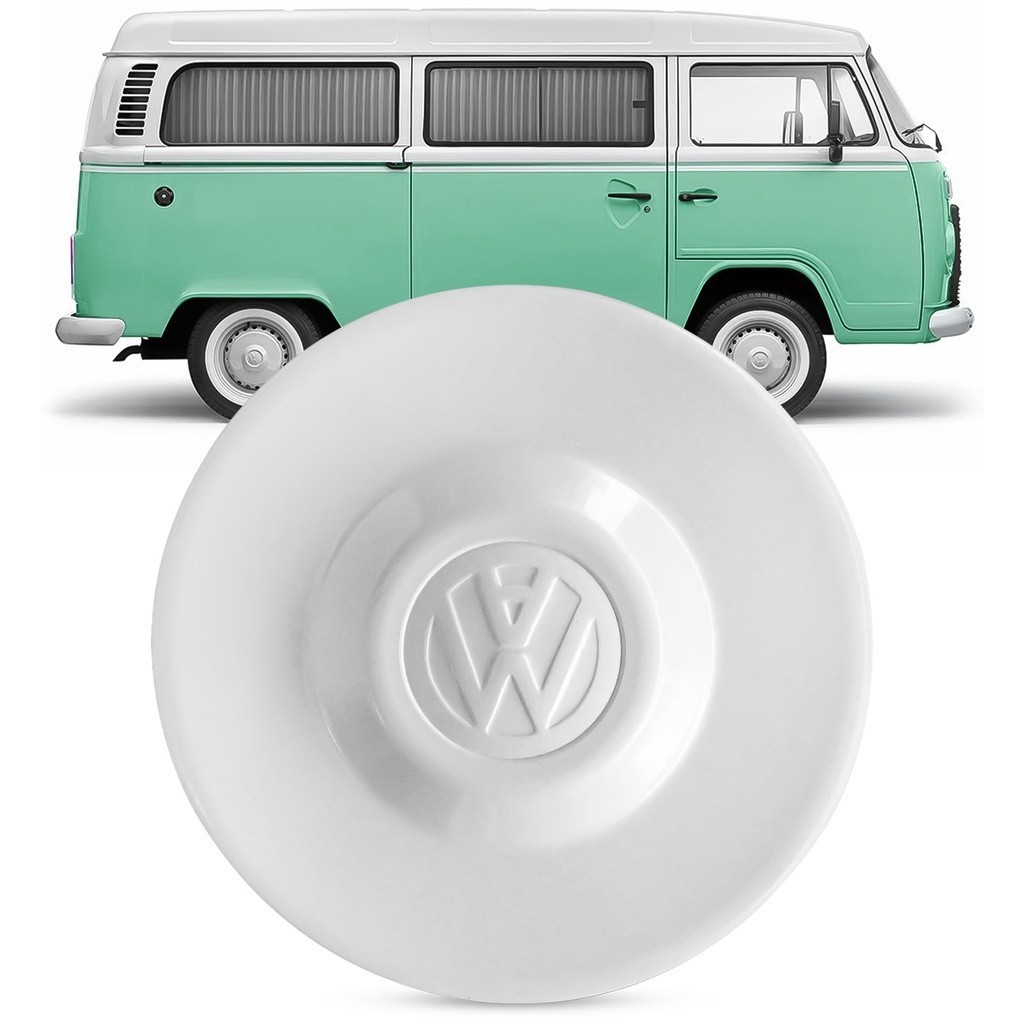 Calota Central Roda Kombi 1980 A 2018 Perua Plastico Branca
