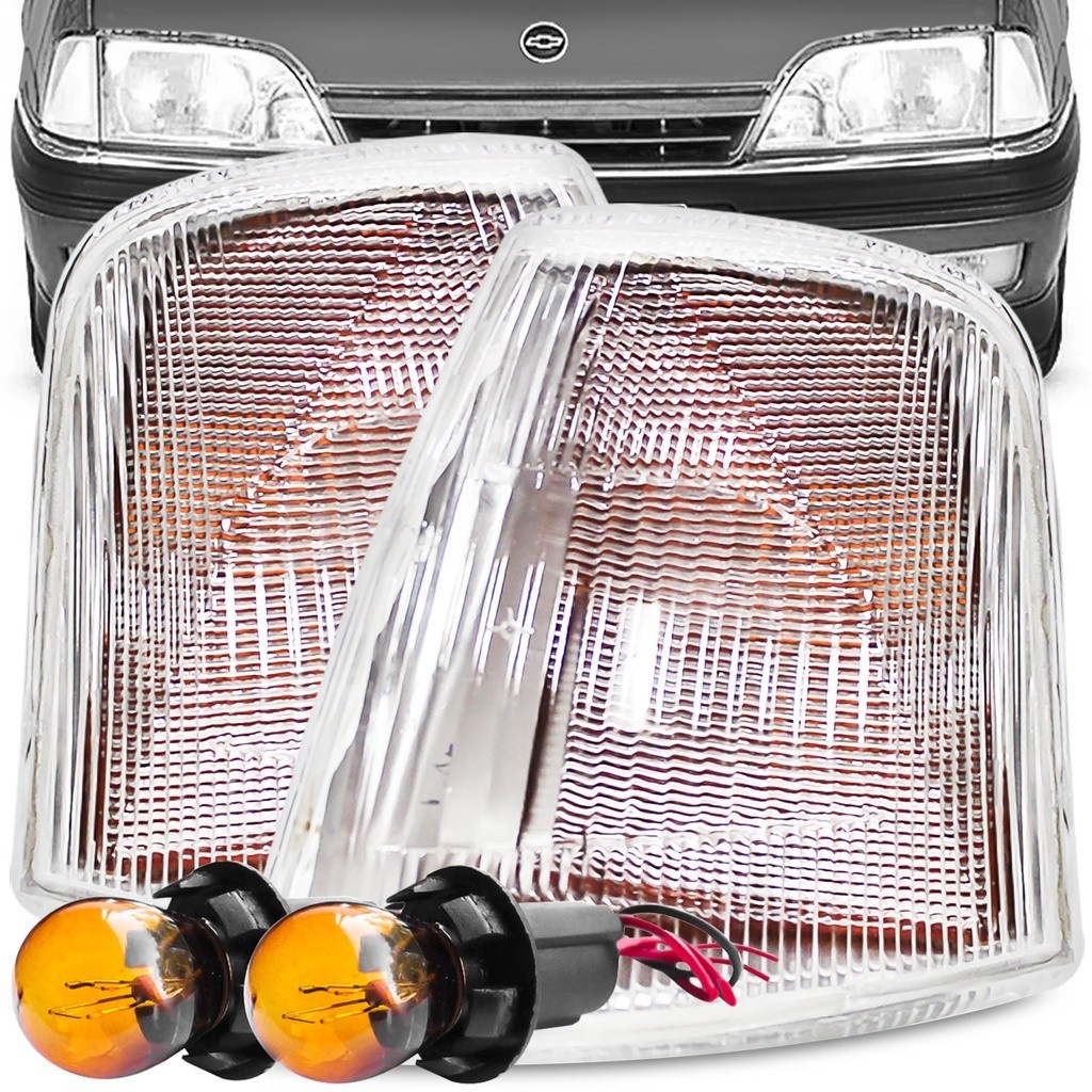Kit Lanterna Diant Pisca Omega Suprema 1992 A 1998 Cristal + Soquete Lampada 2 Polos Meia Luz na Seta Conjugado