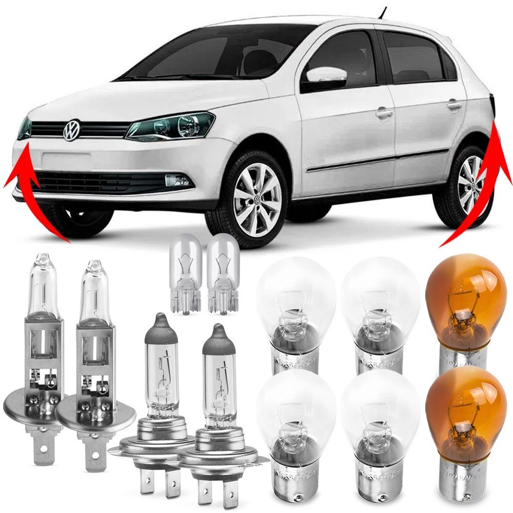 Kit Lampada Para Farol e Lanterna Traseira Gol G6 2012 2013 2014 2015 2016 Comum Halogena Jogo Foco Duplo
