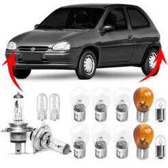 Kit Lampada Para Farol e Lanterna Traseira Corsa Wind 2 Portas 1994 95 96 97 98 1999 Comum Halogena Jogo