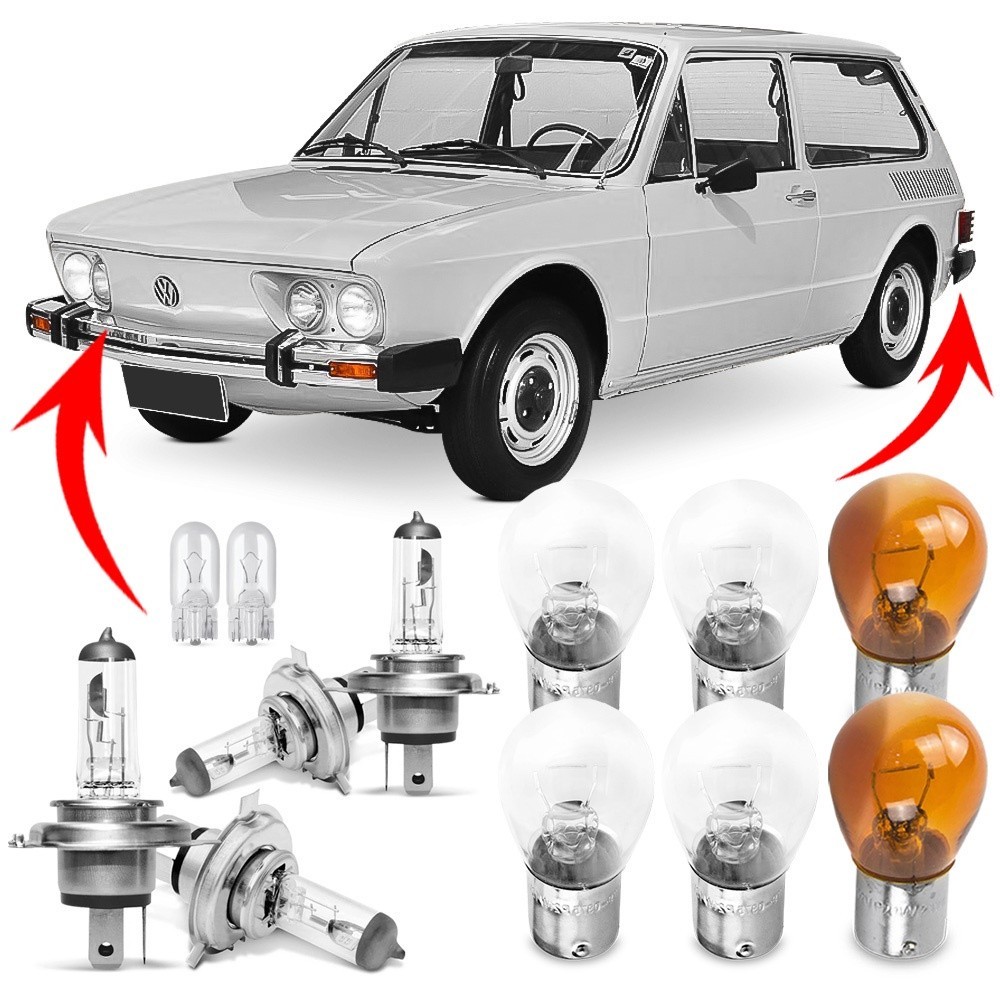 Kit Lampada Para Farol e Lanterna Traseira Brasilia 1978 1979 1980 1981 Comum Halogena Jogo