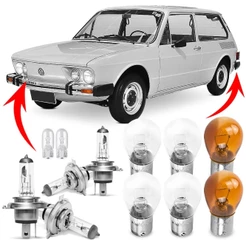 Kit Lampada Para Farol e Lanterna Traseira Brasilia 1978 1979 1980 1981 Comum Halogena Jogo