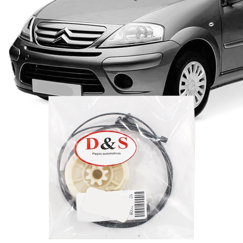 Kit Reparo Maquina Vidro Eletrico Citroen C3 2005 2006 2007 2008 2009 Cabo Traseira
