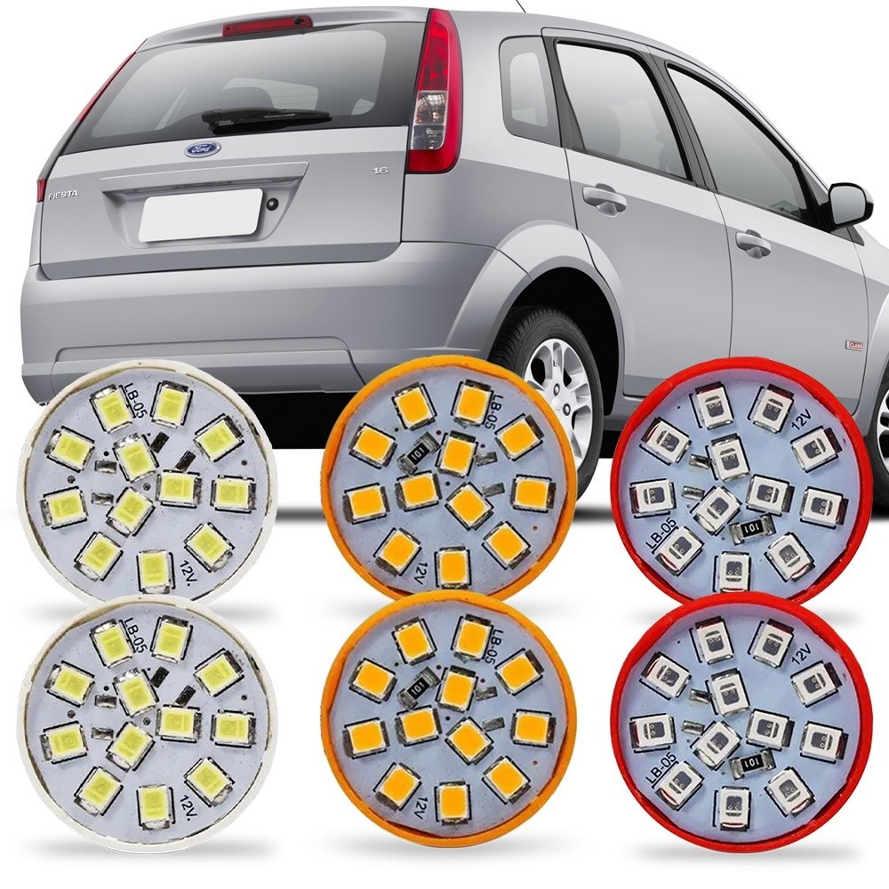 Kit 6 Lampada Led Para Lanterna Traseira Fiesta Hatch 2008 2009 2010 2011 2012 2013 2014