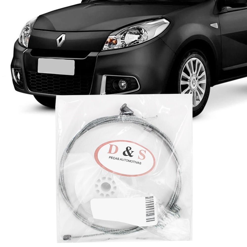 Kit Reparo Maquina Vidro Eletrico Renault Sandero 2007 08 09 10 11 12 13 14 15 16 17 2018 Cabo Dianteiro
