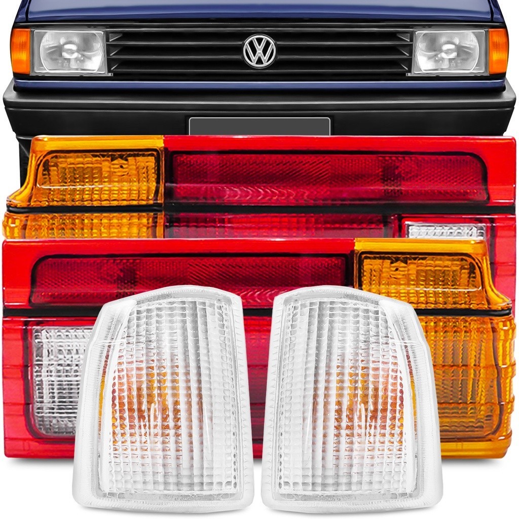 Kit Lanterna Traseira Voyage 1987 1988 1989 1990 Tricolor + Lanterna Dianteira Pisca Seta Cristal