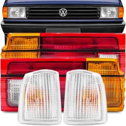 Kit Lanterna Traseira Voyage 1987 1988 1989 1990 Tricolor + Lanterna Dianteira Pisca Seta Cristal