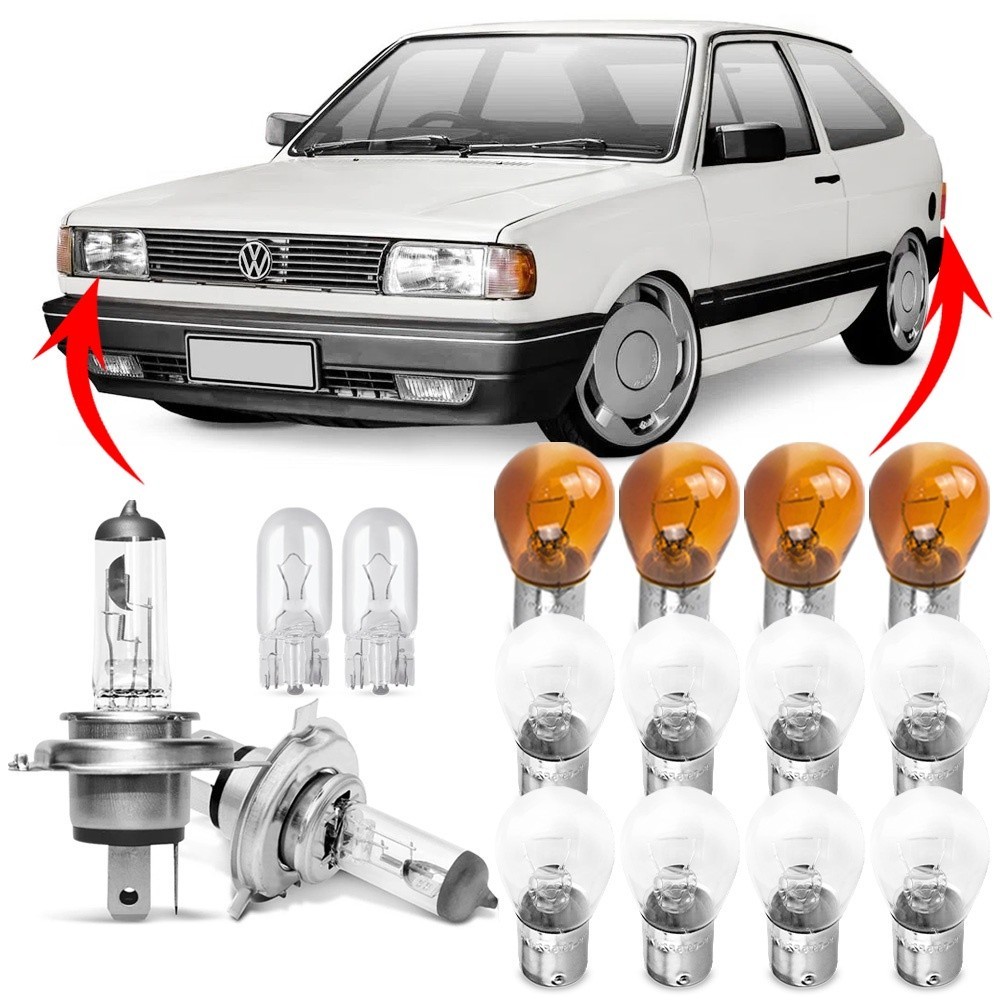 Kit Lampada Para Farol e Lanterna Traseira Gol Quadrado G1 1987 1988 1989 1990 1991 1992 1993 1994 Comum Halogena Jogo