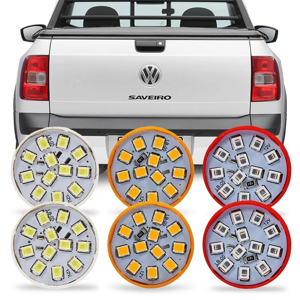 Kit 6 Lampada Led Para Lanterna Traseira Saveiro G5 2010 2011 2012 2013 2014 2015 2016