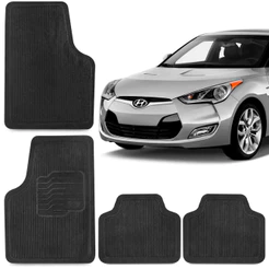 Jogo Tapete Borracha Veloster 2011 2012 2013 Preto 4 Peças
