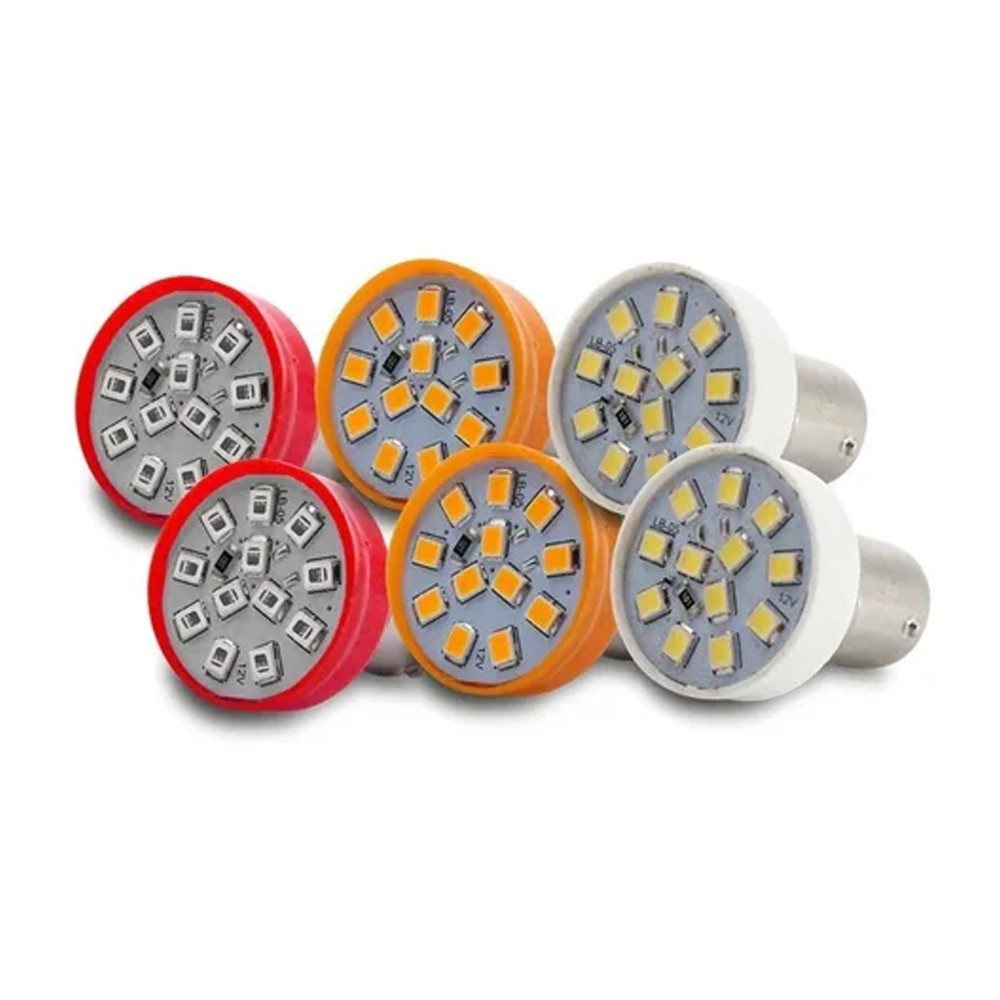 Kit 6 Lâmpadas Leds Lanterna Traseira Pisca Seta Ré Freio