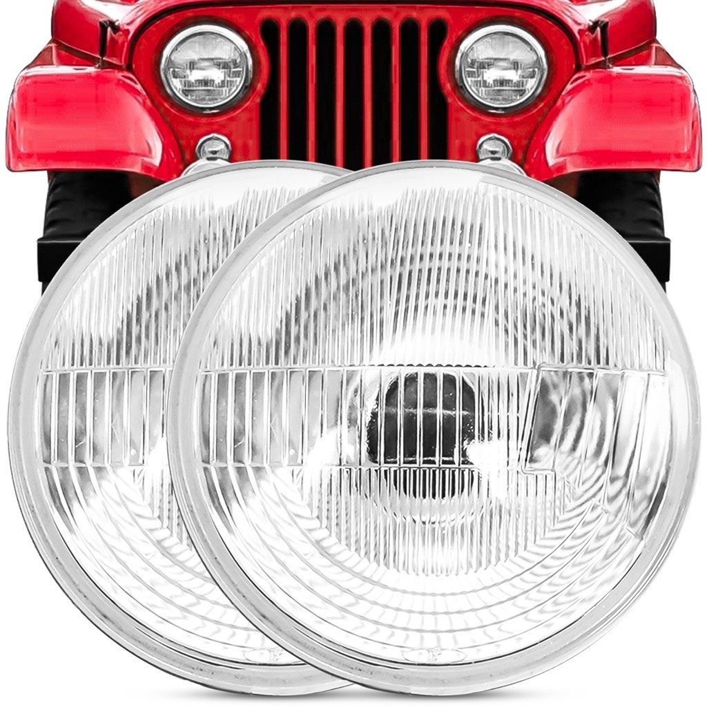 Par Bloco Farol Jeep Willys Ford F100 F1 Lente Estriada