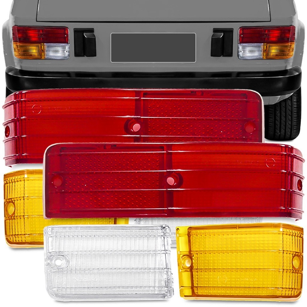 Kit Lente Lanterna Traseira Fiat 147 77 78 79 80 81 82 83 84 Tricolor 6 Peças