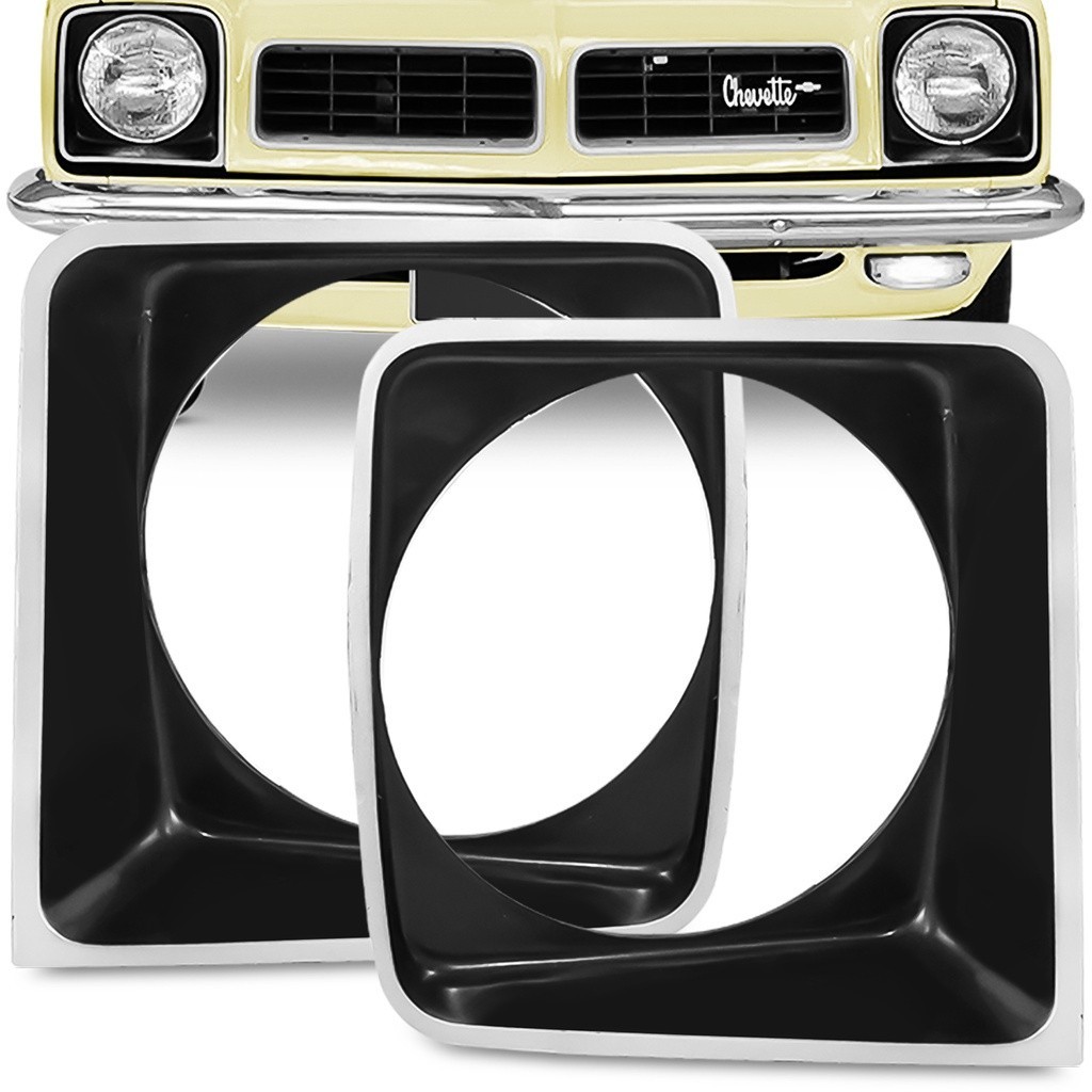 Moldura Farol Chevette 78 79 80 Preta Acabamento Cinza Redondo