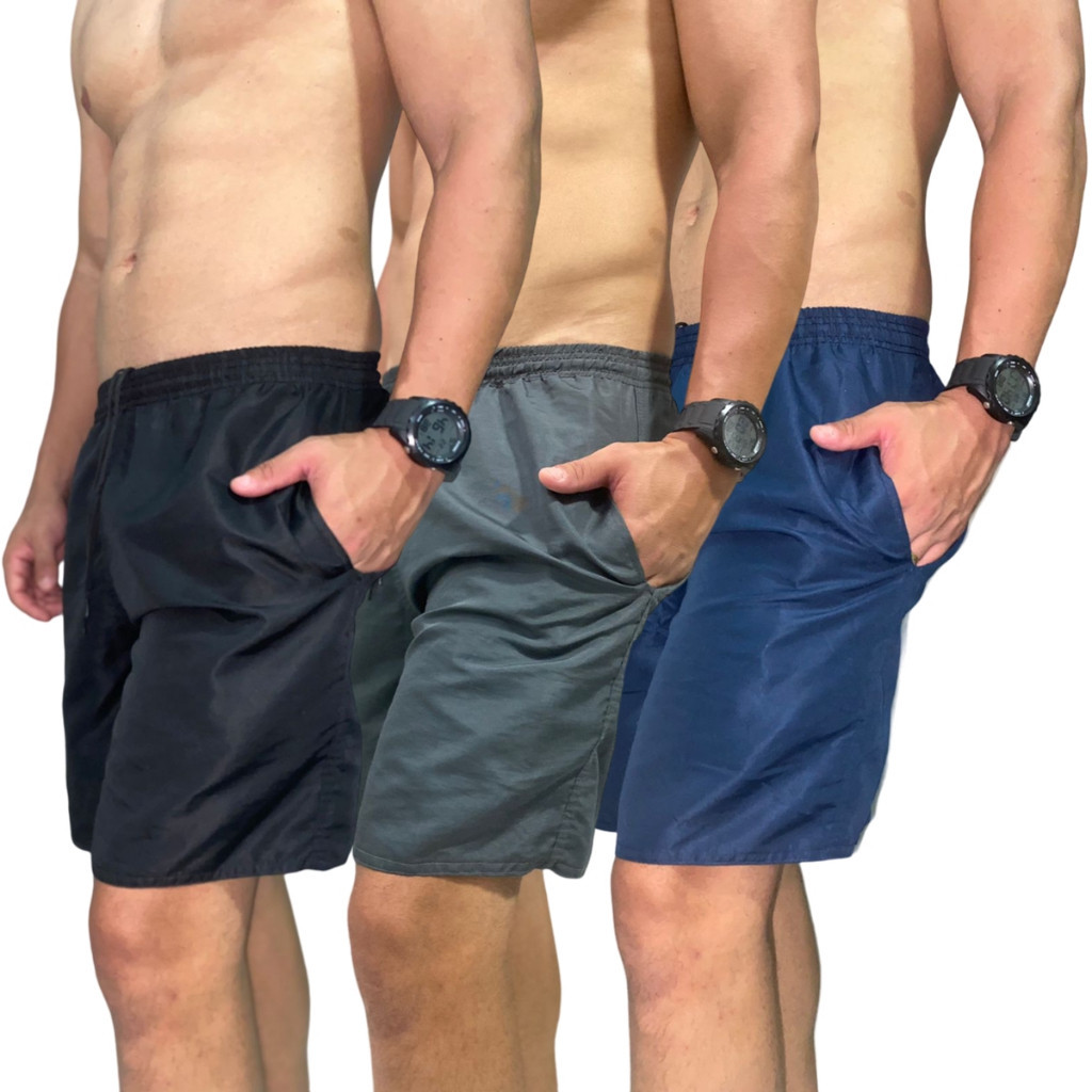 Kit 3 Bermudas Masculina Tactel Lisa em Oferta na Shopee
