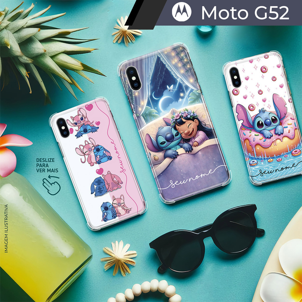Capa Capinha - Motorola Moto G52 - Lilo e Stitch Personalizada com Nome