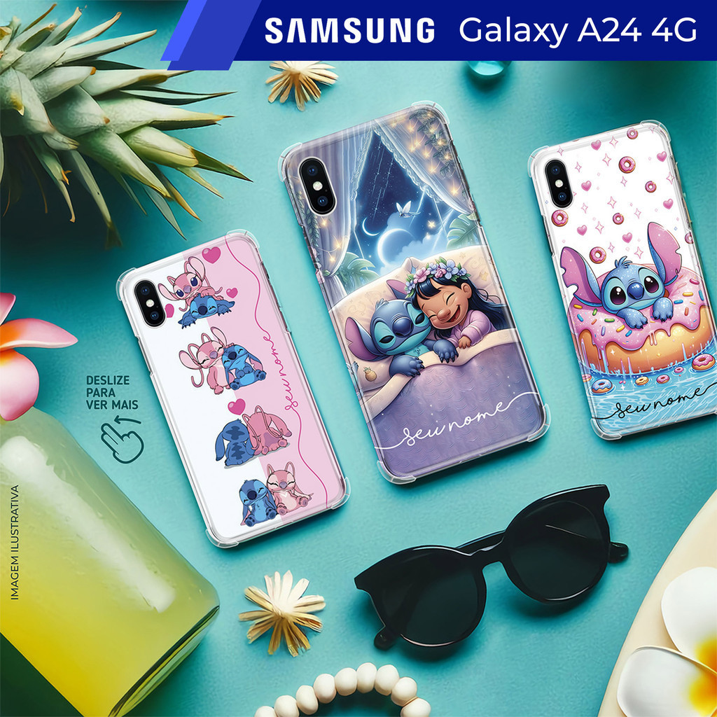 Capa Capinha - Samsung Galaxy A24 4G - Lilo e Stitch Personalizada com Nome