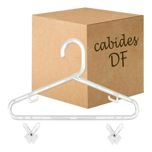 50 Cabide adulto Cristal Acrílico + 100 Presilhas prendedor cristal