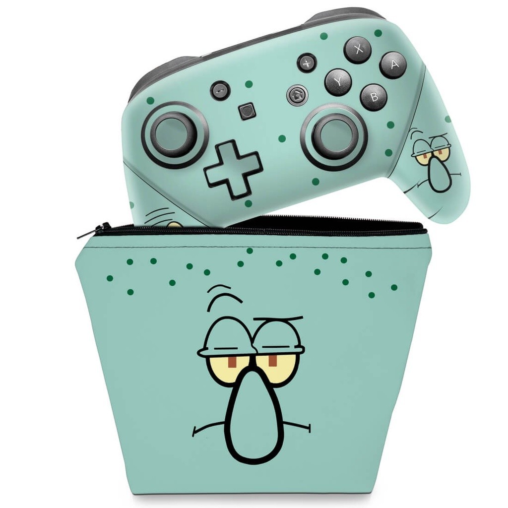 Capa Case e Skin Adesivo Nintendo Switch Pro Controle - Lula Molusco
