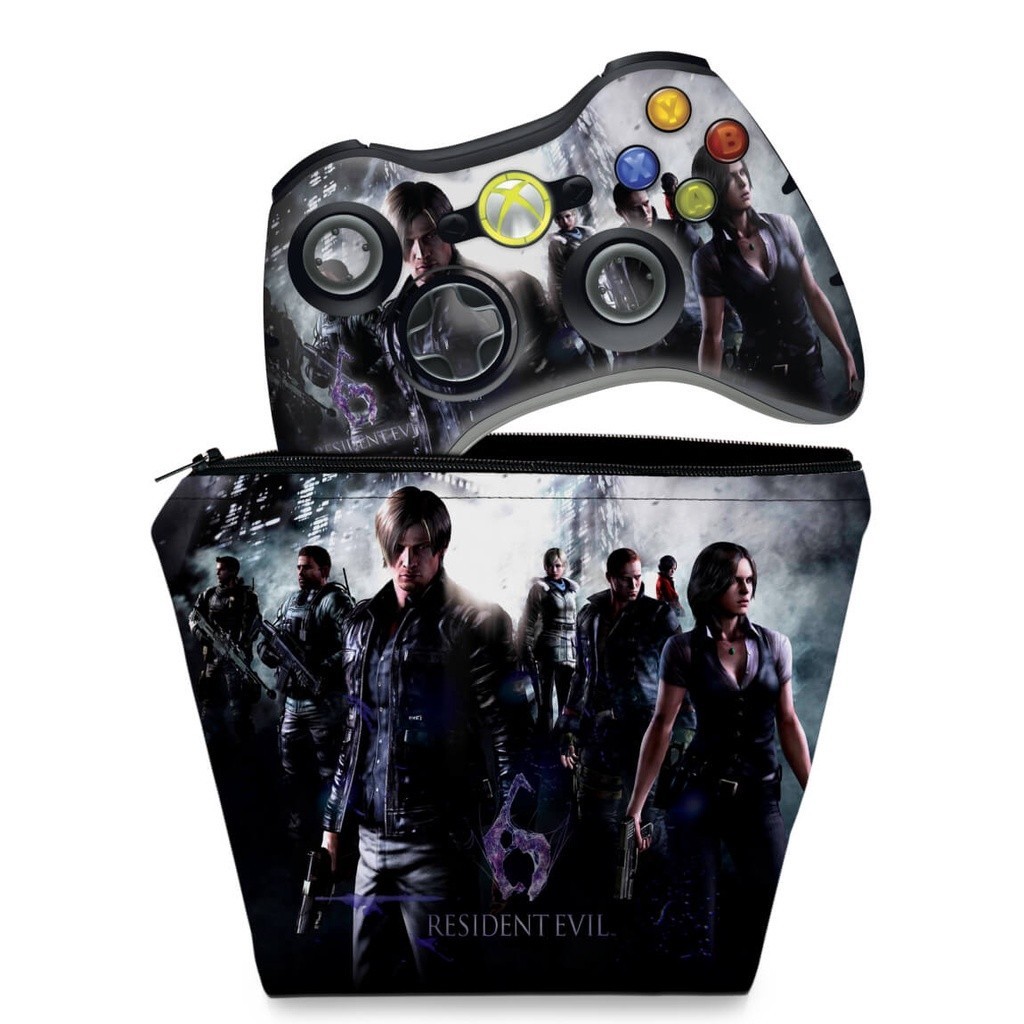 Capa Case e Skin Adesivo Xbox 360 Controle - Resident Evil 6