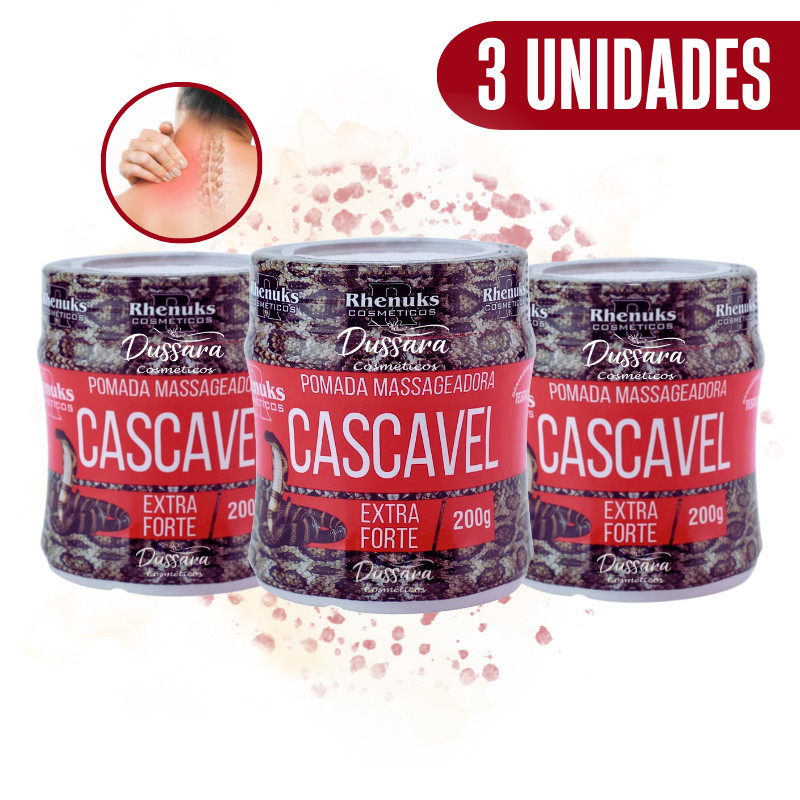 Kit 3 Pomadas Para Massagem Muscular Cascavel (Extra-Forte) 200g Rhenuks