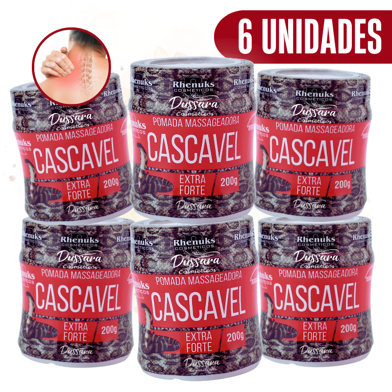 Kit 6 Pomadas Para Massagem Muscular Cascavel (Extra-Forte) 200g Rhenuks