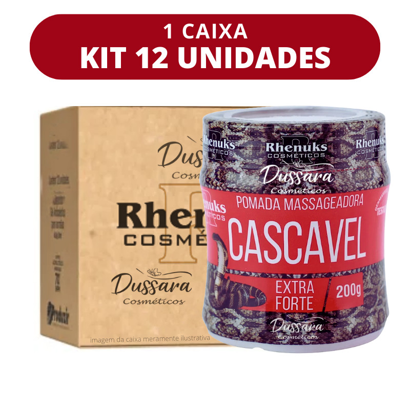 Kit 12 Pomadas Para Massagem Muscular Cascavel (Extra-Forte) 200g Rhenuks