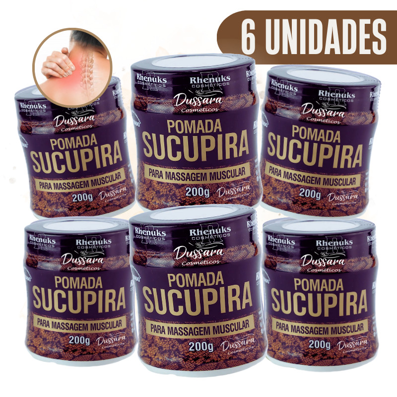 Kit 6 Pomadas Para Massagem Muscular Sucupira (Extra-Forte) 200g Rhenuks em Oferta na Shopee