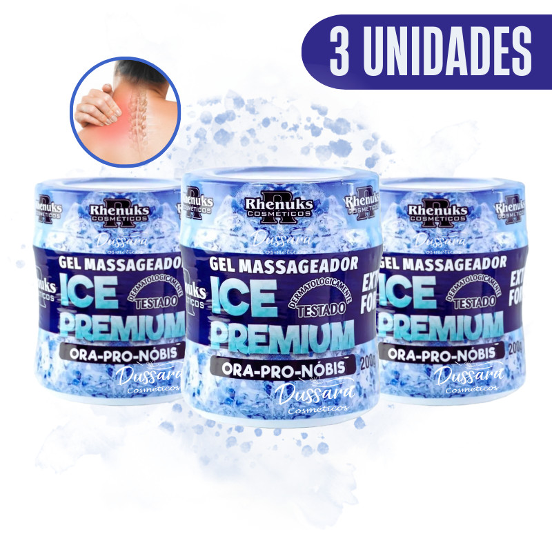 Kit 3 Gel Para Massagem Muscular Ice Premium (Ora-Pro-Nobis) 200g Rhenuks